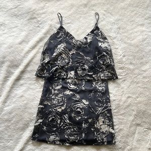 Black beautiful mini dress with rose design
